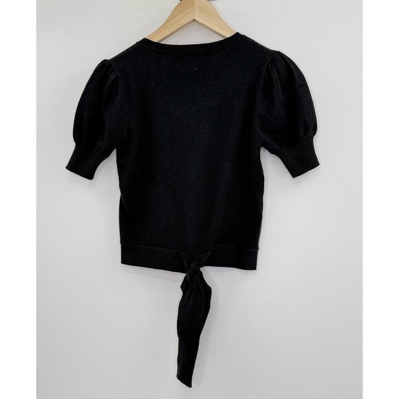 NWT Francesca's Blue Rain Black Pullover Sweater Tie Back Size Small Preppy - Picture 4 of 11